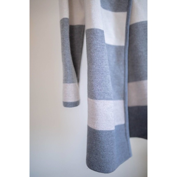 Talbots 100% Merino Wool Duster Cardigan Open Front Color Block Gray SZ M - Picture 3 of 11